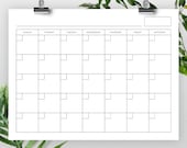 8.5x11 Inch Blank Calendar, 8.5" x 11" Printable Calendar, Calendar Template, Reusable Calendar, Perpetual Calendar, Calendar PDF