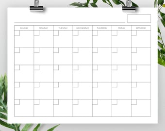 8.5x11 Inch Blank Calendar, 8.5&quot; x 11&quot; Printable Calendar, Calendar Template, Reusable Calendar, Perpetual Calendar, Calendar PDF
