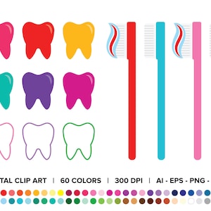 Zahn und Zahnbürste Clip Art Set, PNG, SVG, VEKTOR, Zahnarzt, Dentist, Zahngesundheit, Zahnpasta, Zähne, Zahnarzt Clipart, Zahn svg