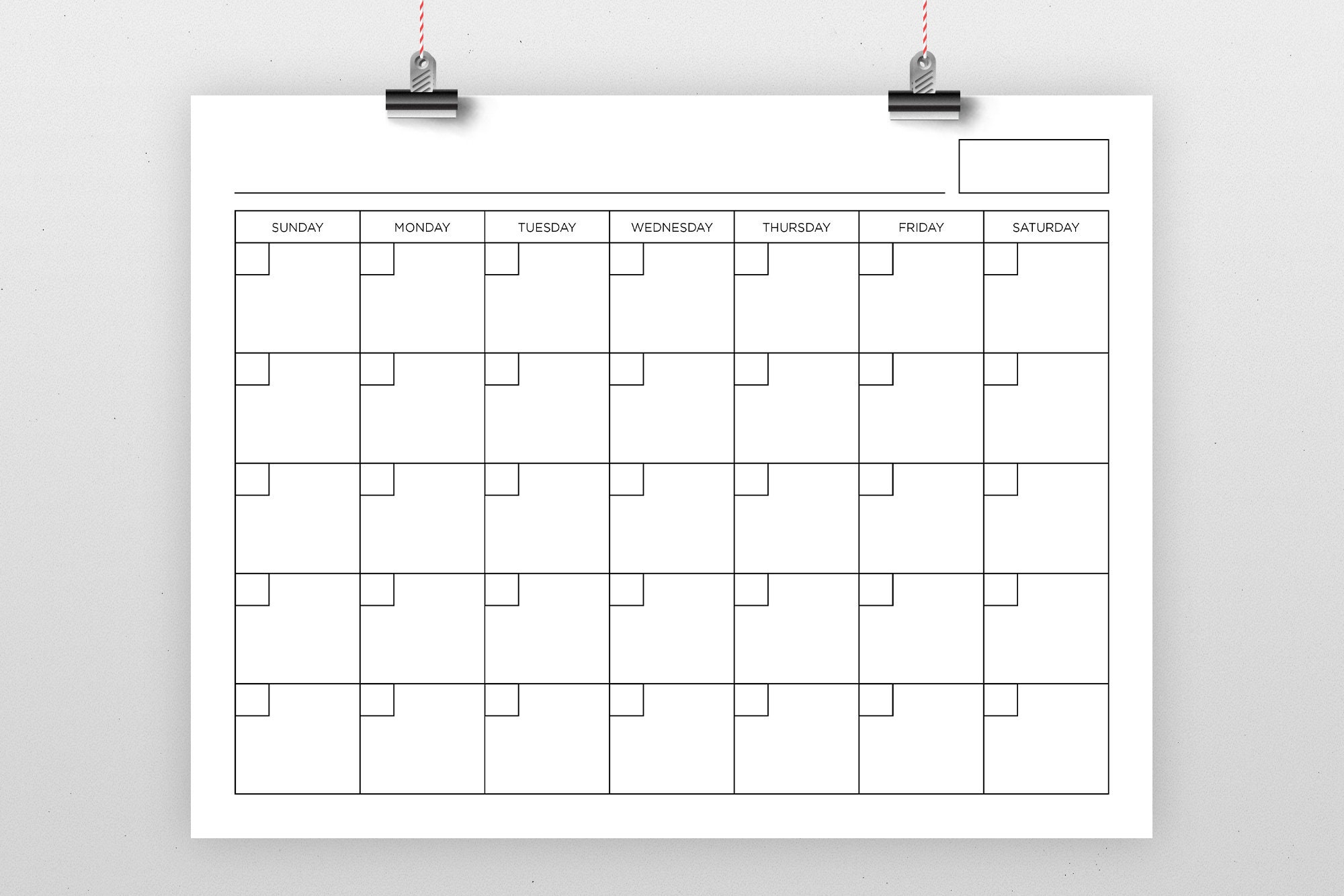 8.5x11 Inch Blank Calendar, 8.5