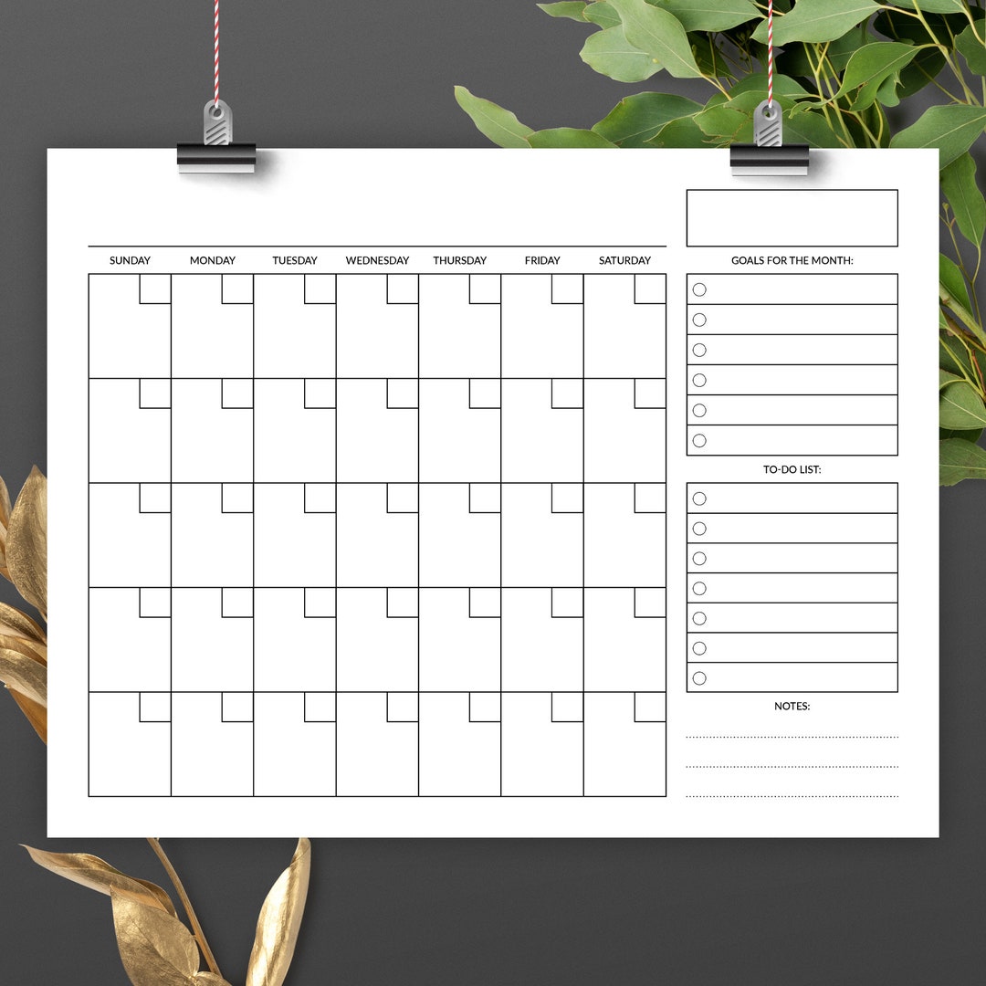 8.5x11 Inch Blank Planner Calendar, 8.5