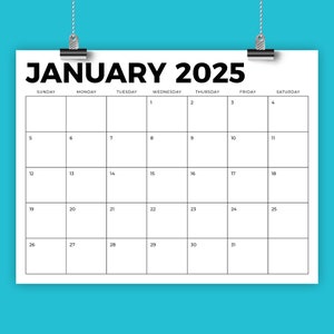SALE 2025 8.5 x 11 Inch Calendar Template | INSTANT DOWNLOAD | Modern Bold Sans Serif Type Monthly Printable Desk Wall Calender | Print pdf