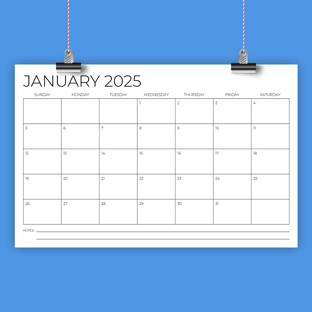 2025 11x17 Calendar Template INSTANT DOWNLOAD Thin Sans Serif Type