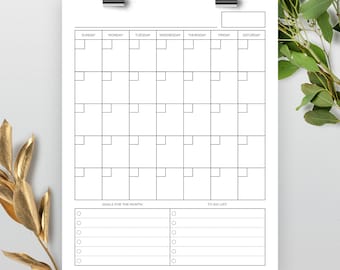 8.5x11 Inch Vertical Blank Calendar, Planner Calendar, 8.5" x 11" Printable Calendar, Calendar Template, Reusable Calendar, Calendar PDF