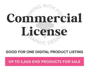 Commercial License for Clipart, One Product - up to 5000 Sales, Commercial License for Digital Designs, POD Licensing, Never Expires