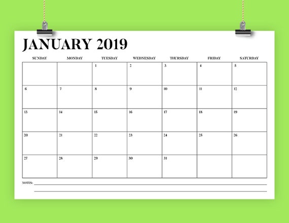 11 x 17 inch 2019 calendar template instant download bold etsy calendar stencil
