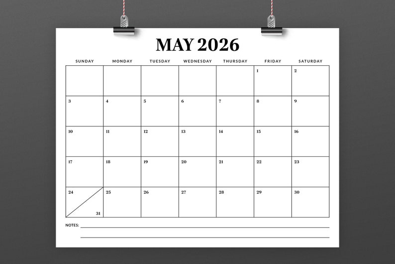 SALE 2026 8.5 X 11 Inch Calendar Template | INSTANT DOWNLOAD | Modern ...