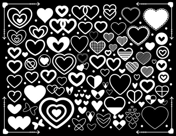 Simple Doodle Heart Clip Art Set Png Svg Vector Minimalist Etsy