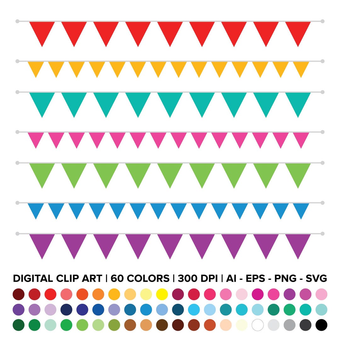 Single Color Triangle Banner Clip Art Set, PNG, SVG, VECTOR, Triangle ...
