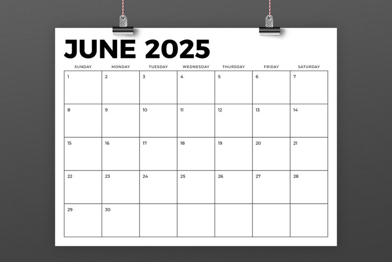 2025 8.5 x 11 Inch Calendar Template INSTANT DOWNLOAD Modern Bold Sans Serif Type Monthly Printable Desk Wall Calender Print Ready image 9