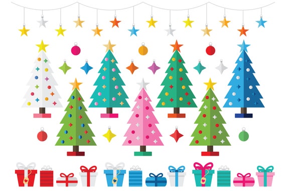 Download Free Christmas Tree Party Clip Art Set Png Svg Vector Colorful Etsy SVG DXF Cut File