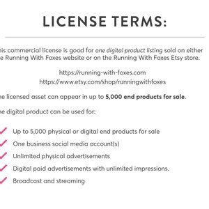 Commercial License for Clipart, One Product up to 5000 Sales, Commercial License for Digital Designs, POD Licensing, Never Expires image 2