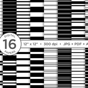 Black & White Seamless Stripe Digital Paper, JPG, PDF, VECTOR, Printable Pattern, Seamless Pattern, Pinstripe Pattern, 12" x 12" Pattern