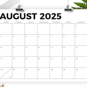 2025 8.5 x 11 Inch Calendar Template INSTANT DOWNLOAD Modern Bold Sans Serif Type Monthly Printable Desk Wall Calender Print Ready image 4
