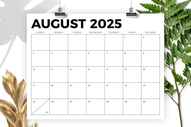 2025 8.5 x 11 Inch Calendar Template INSTANT DOWNLOAD Modern Bold Sans Serif Type Monthly Printable Desk Wall Calender Print Ready image 4