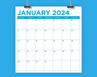 2024 Square COLOR 12x12 Kalender | SOFORTIGER DOWNLOAD | Moderne Bold Sans Serif Type Monthly Printable Schreibtisch Wand | Drucke bis zu 12 x 12 Zoll