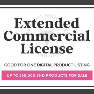 Erweiterte kommerzielle Lizenz für Clipart, ein Produkt für 250000 Verkäufe, kommerzielle Lizenz für digitale Designs, POD-Lizenz, läuft nie ab