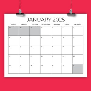 SALE 2025 8.5 x 11 Inch Calendar Template | INSTANT DOWNLOAD | Modern Thin Sans Serif Type Monthly Printable Desk Wall Calender | Print pdf