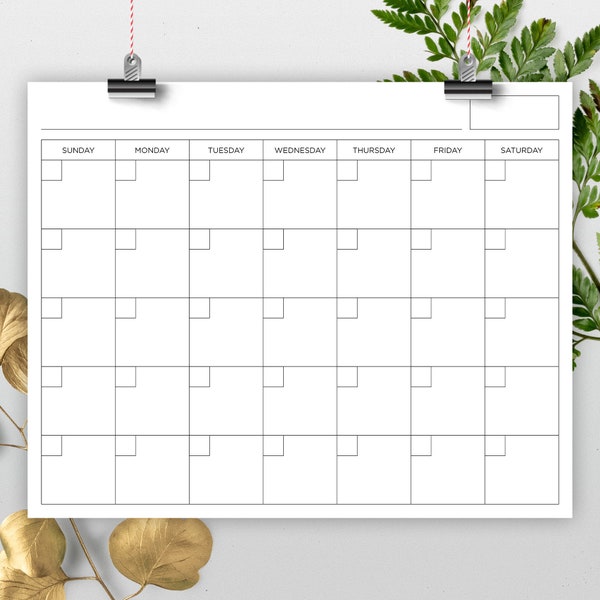 16x20 Inch Blank Calendar, 16" x 20" Printable Calendar, Calendar Template, Reusable Calendar, Perpetual Calendar, Calendar PDF