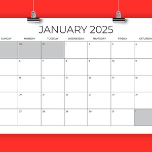 2025 11 x 17 Inch Calendar Template INSTANT DOWNLOAD Thin Sans Serif Type Monthly Printable Minimal Desk or Wall Calender Print Ready image 7