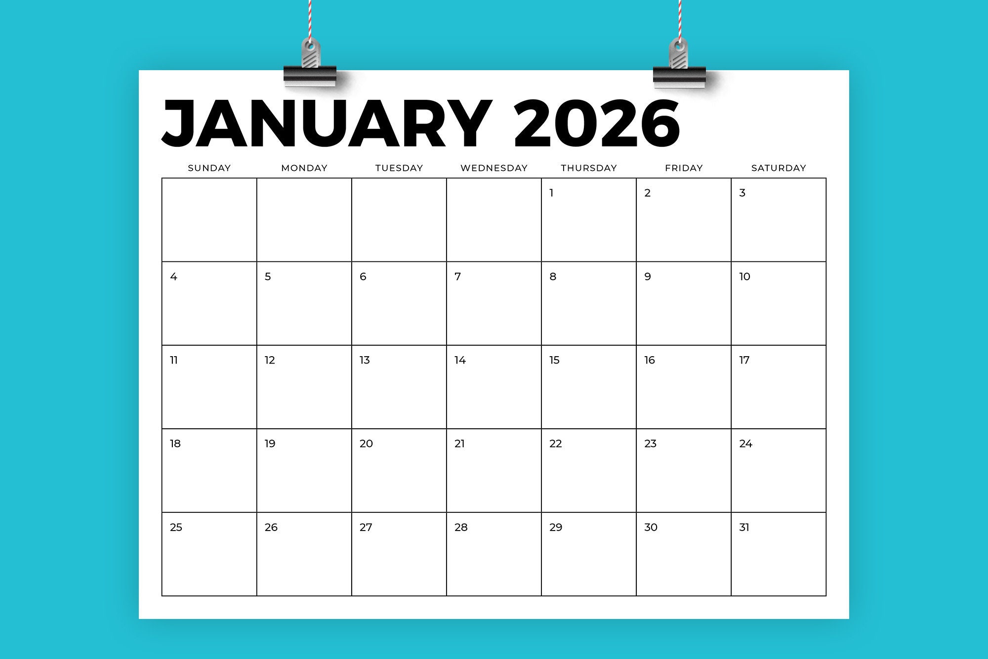 SALE 2026 8.5 X 11 Inch Calendar Template | INSTANT DOWNLOAD | Modern ...