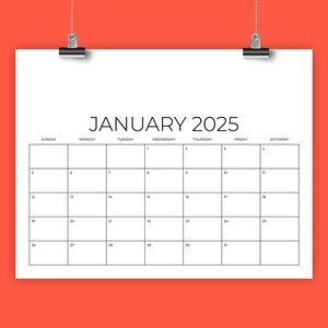 VENDA 2025 8,5 x 11 polegadas Calendário Modelo | DOWNLOAD INSTANTÂNEO | Moderno faça você mesmo em branco Sans Serif mensal para impressão de mesa de parede pronto para impressão