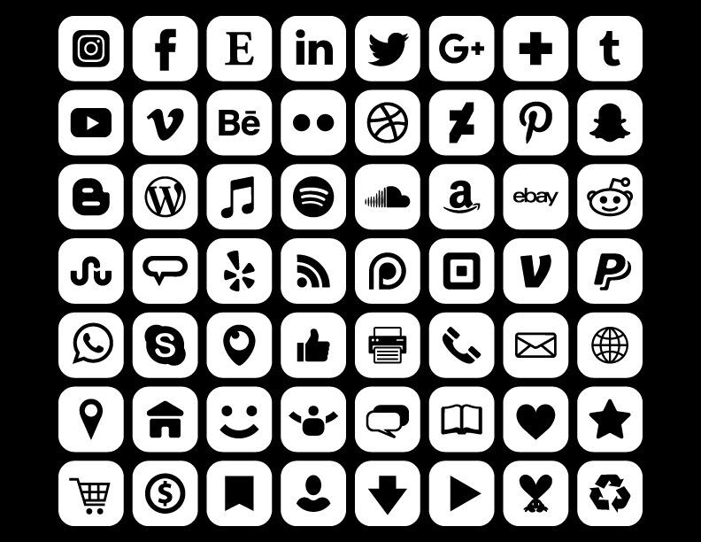 Square Social Media Icons Set PNG SVG VECTOR Transparent | Etsy