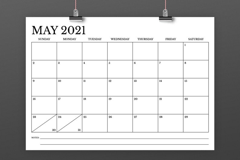 A4 2021 Calendar Template INSTANT DOWNLOAD 297 x 210 mm | Etsy