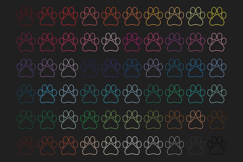 Download Dog Paw Print Clip Art Set PNG SVG VECTOR Solid or Outline ...