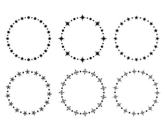 Étoile et flocon de neige cadre Clip Art ensemble, PNG, SVG, vecteur, étoile cadre, cercle cadre, guirlande, couronne, hiver Clipart, Clipart de Noël