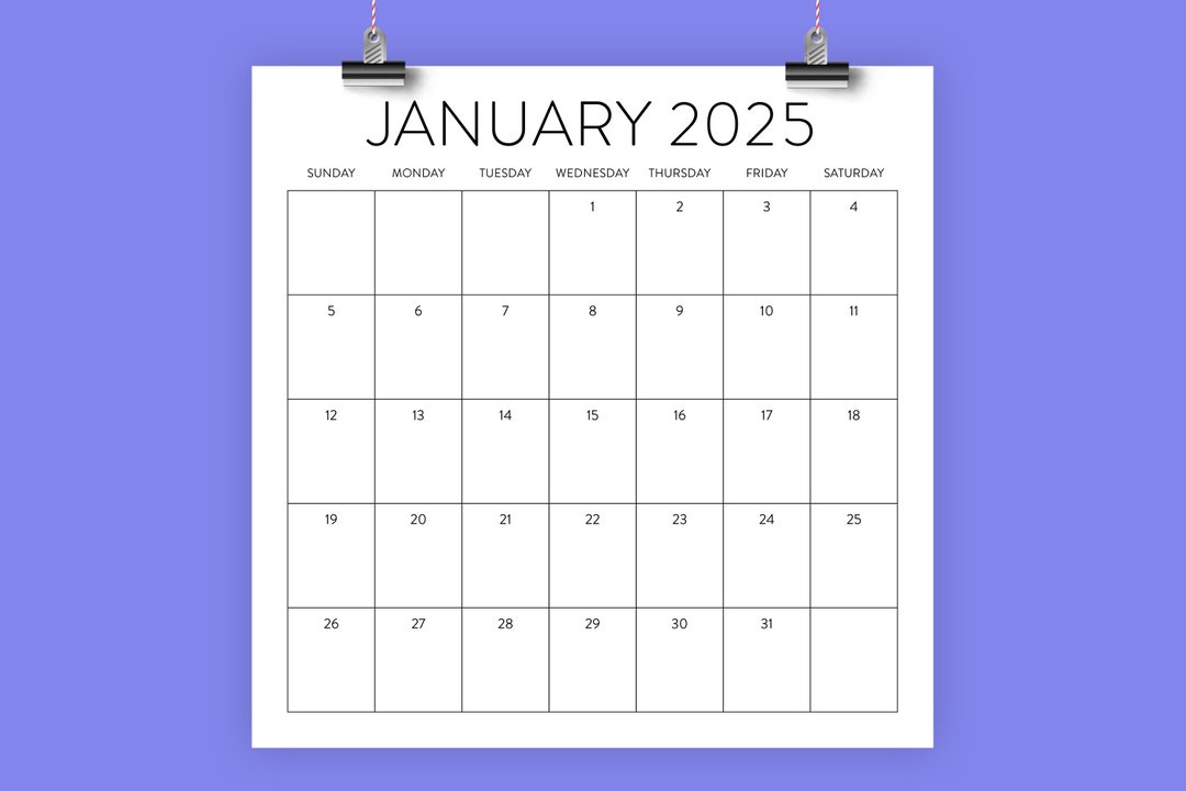 2025 Square Calendar Template | INSTANT DOWNLOAD | Modern Simple Sans ...