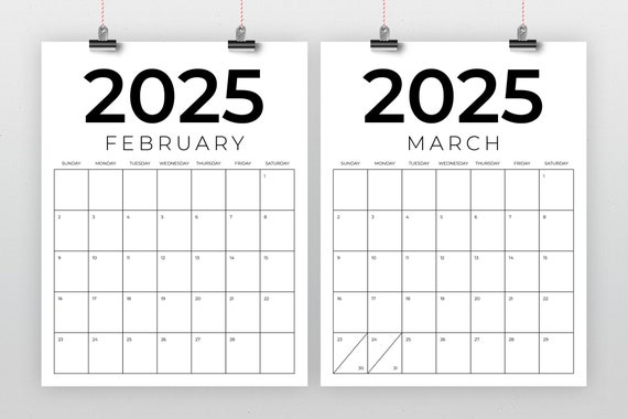 Modello di calendario 2024 da 8,5 x 11 pollici / DOWNLOAD IMMEDIATO /  Calendario da parete moderno sottile tipo Sans Serif stampabile mensile /  Pronto per la stampa -  Italia