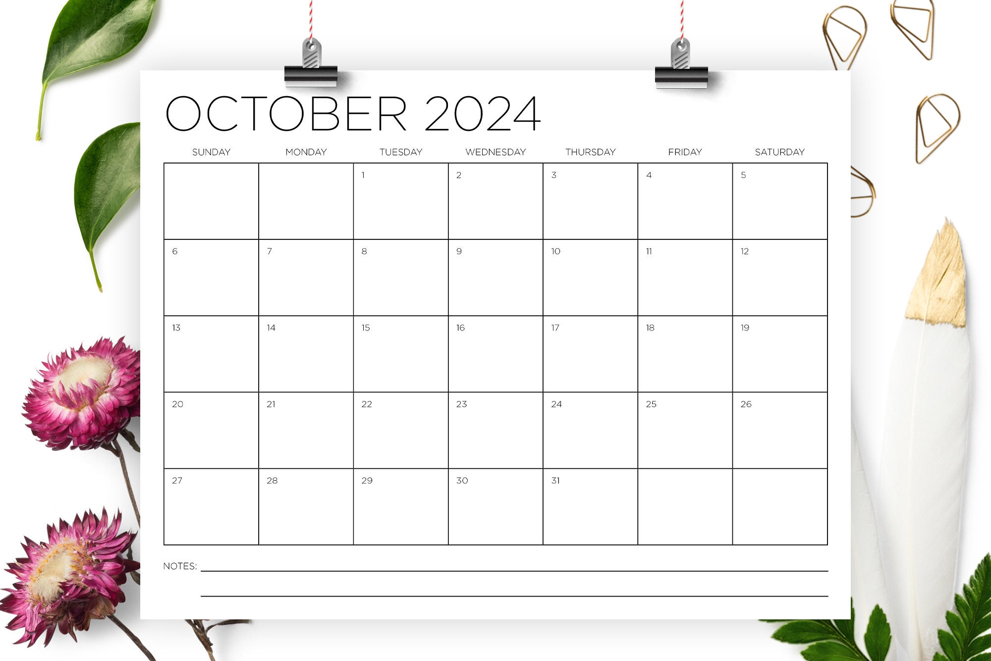 8.5 X 11 Inch 2024 Calendar Template INSTANT DOWNLOAD Modern Thin Sans  Serif Type Monthly Printable Desk Wall Calender Print Ready - Etsy