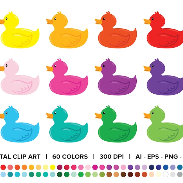 Rubber Duck Clip Art Set, PNG, SVG, VECTOR, Duck Clipart, Duck Svg, Nursery Clipart, Bath Time Clipart, Baby Toy Clipart, Rubber Ducky