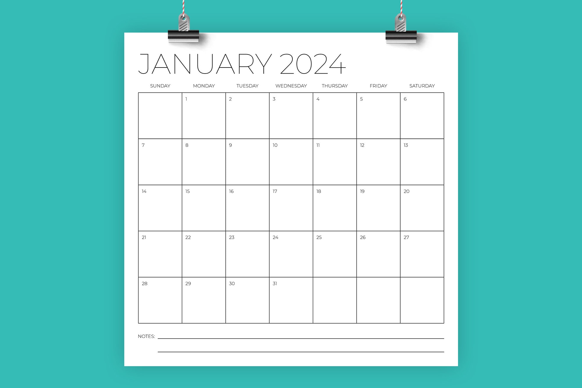2024 Premade - Unaltered 8x8 Blank Scrapbook Calendar