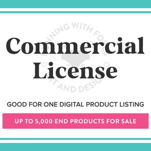 Commercial License for Clipart, One Product up to 5000 Sales, Commercial License for Digital Designs, POD Licensing, Never Expires image 1