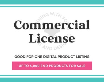 Commercial License for Clipart, One Product - up to 5000 Sales, Commercial License for Digital Designs, POD Licensing, Never Expires