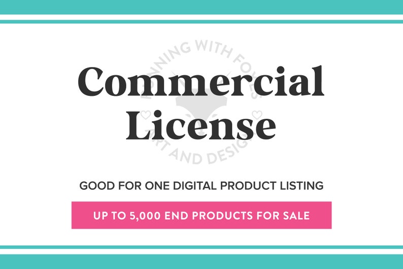 Commercial License for Clipart, One Product up to 5000 Sales, Commercial License for Digital Designs, POD Licensing, Never Expires image 1