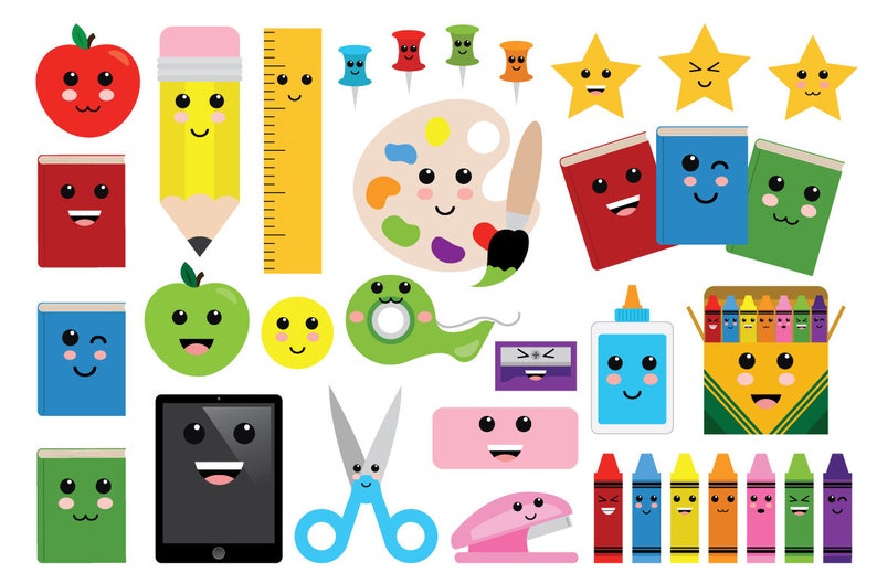 Cute Classroom Clip Art Set PNG SVG VECTOR Back to School Etsy Canada