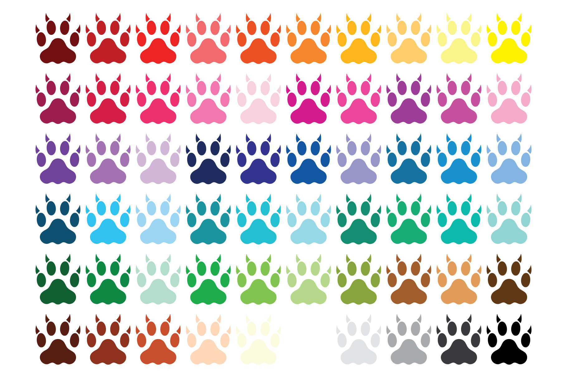 Cat Claw Pattern Cat Claw Paw Print Clip Art Set, PNG, SVG, VECTOR, Cat Paw Silhouette ...