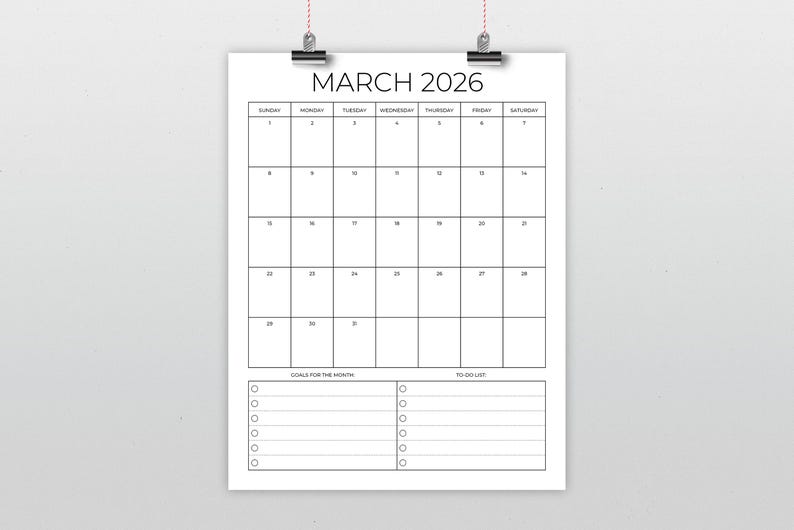 SALE 2026 Vertical 8.5 X 11 Inch Planner Calendar Template | INSTANT ...