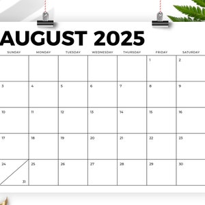 2025 8.5 x 11 Inch Calendar Template INSTANT DOWNLOAD Modern Bold Sans Serif Type Monthly Printable Desk Wall Calender Print Ready image 10