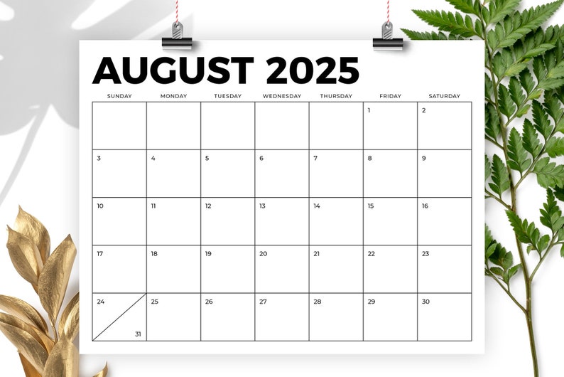 2025 8.5 x 11 Inch Calendar Template INSTANT DOWNLOAD Modern Bold Sans Serif Type Monthly Printable Desk Wall Calender Print Ready image 10