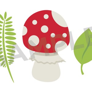 Imágenes prediseñadas de setas, PNG, SVG, VECTOR, Amanita Muscaria, Sombrero rojo, Hongos, Bosque, Hada, Selva, Helecho, Follaje, Hoja, Seta roja imagen 8