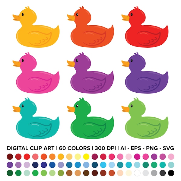 Rubber Duck Clip Art Set, PNG, SVG, VECTOR, Duck Clipart, Duck Svg, Nursery Clipart, Bath Time Clipart, Baby Toy Clipart, Rubber Ducky