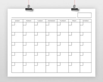 Monthly Calendar Printable Etsy