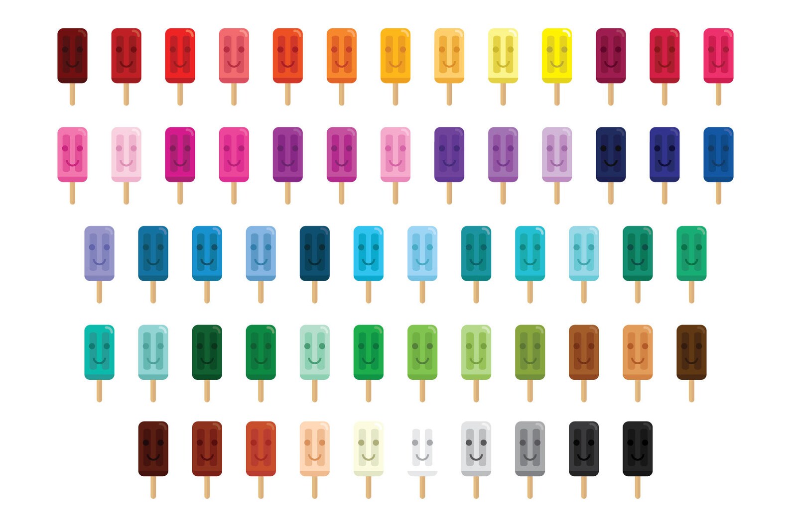 Eis pops Clip Art Set PNG SVG VEKTOR Cartoon Smiley Gesicht Etsy Schweiz