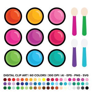 Eyeshadow Pot & Sponge Brush Clip Art Set, PNG, SVG, VECTOR, Makeup Clipart, Eye Shadow Clipart, Cosmetics Clipart, Makeup Svg, Makeup Tools