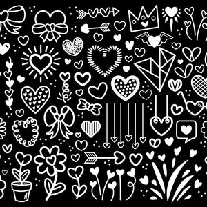 Cartoon Doodle Heart Clip Art Set, PNG, SVG, VECTOR, Hand Drawn Hearts, Cute Heart Clipart, Cartoon Heart Clipart, Heart Svg, Flower Heart image 9