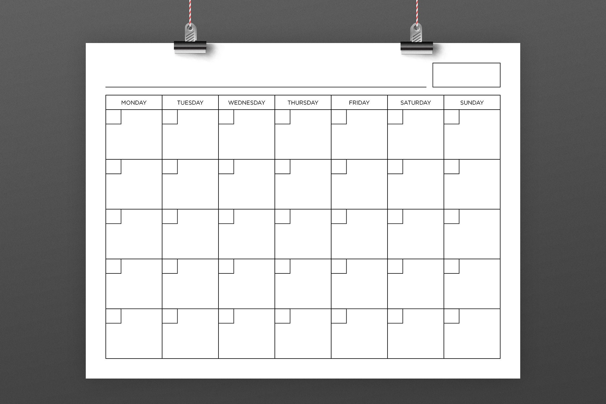 8.5 x 11 Inch Blank Calendar Page Template INSTANT DOWNLOAD | Etsy